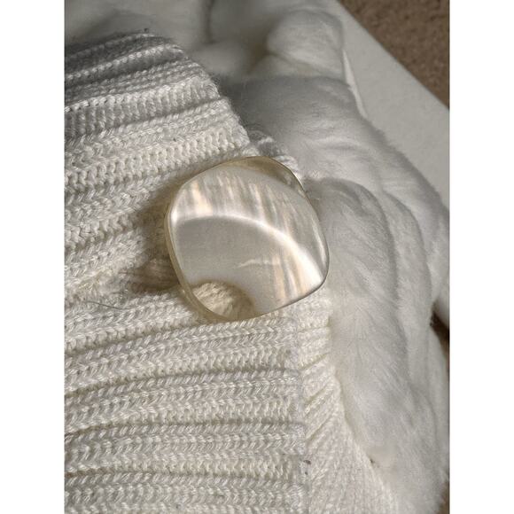 Y2K Lisa International Faux Fur Bubble Cardigan Sweater Ivory Sz S Apres Ski EC - Picture 7 of 16